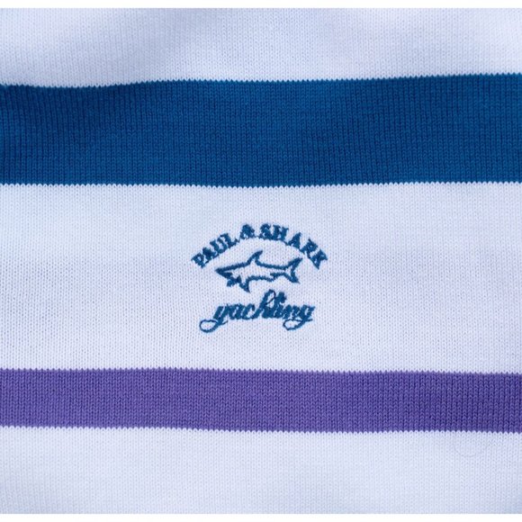PAUL & SHARK Yachting White Blue Purple Cotton 1/4-Zip Pullover 2XL Italy AS IS - Picture 7 of 12
